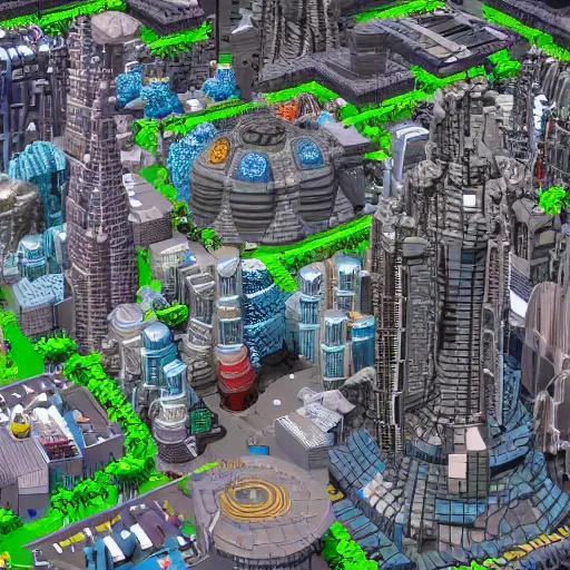 Prompt: giant sci-fi city, rpgmaker, pixel art, hyper detailed, video game city, 3d render, 8k