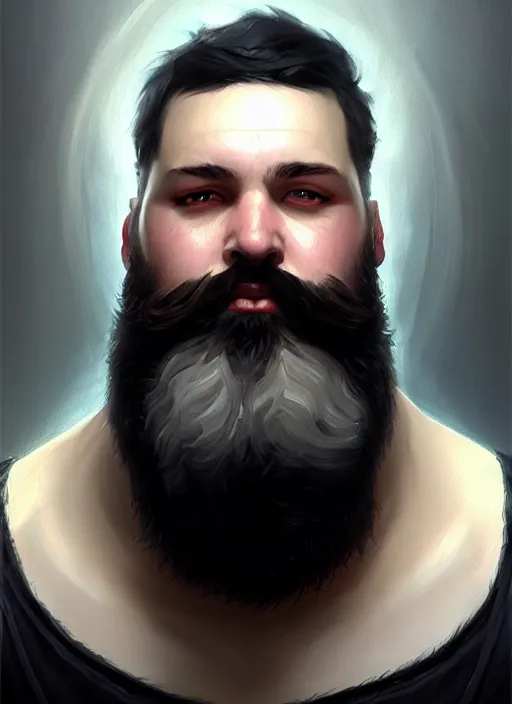 Image similar to a _ fantasy _ style _ portrait _ painting _ of white male short black hair chubby disconnected beard, rpg dnd oil _ painting _ unreal _ 5 _ daz. _ rpg _ portrait _ extremely _ detailed _ artgerm _ greg _ rutkowski _ greg