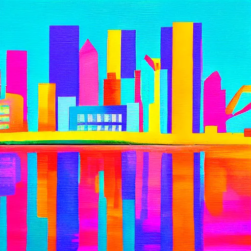 Prompt: colorful painting of miami skyline in the style of henri matiss