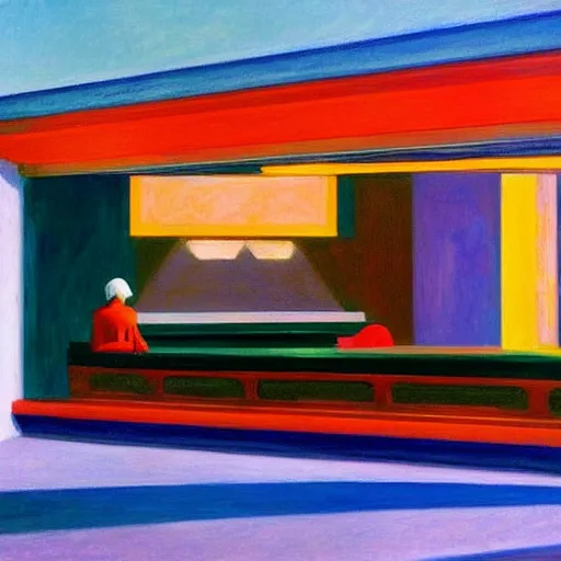 Prompt: Dreaming of outerspace, by Edward Hopper, lofi colors