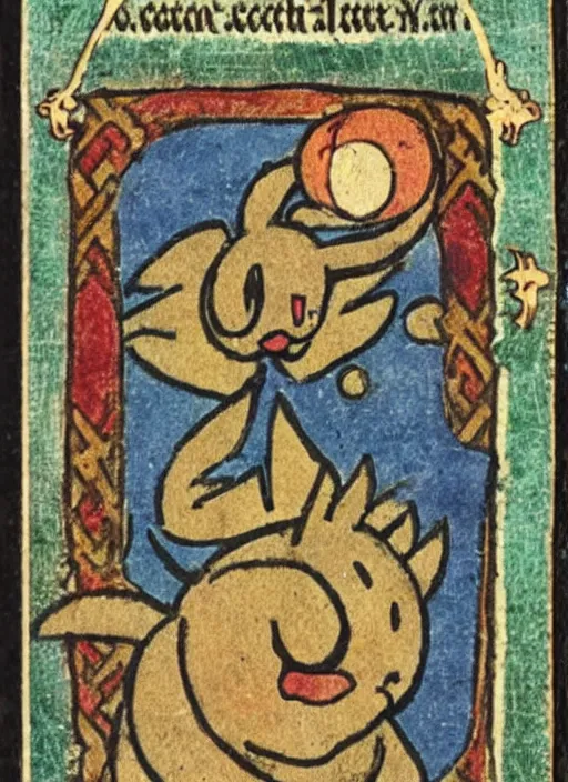 Prompt: a pokemon card from the 1 3 0 0 s