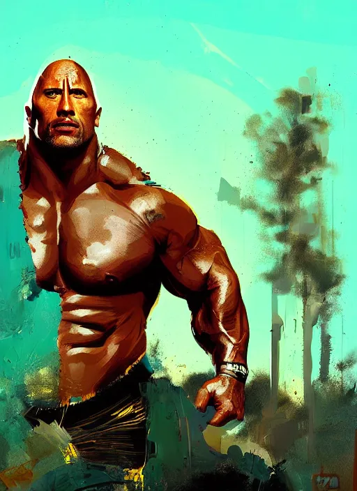 Image similar to dwayne johnson as jaguar god, by ismail inceoglu