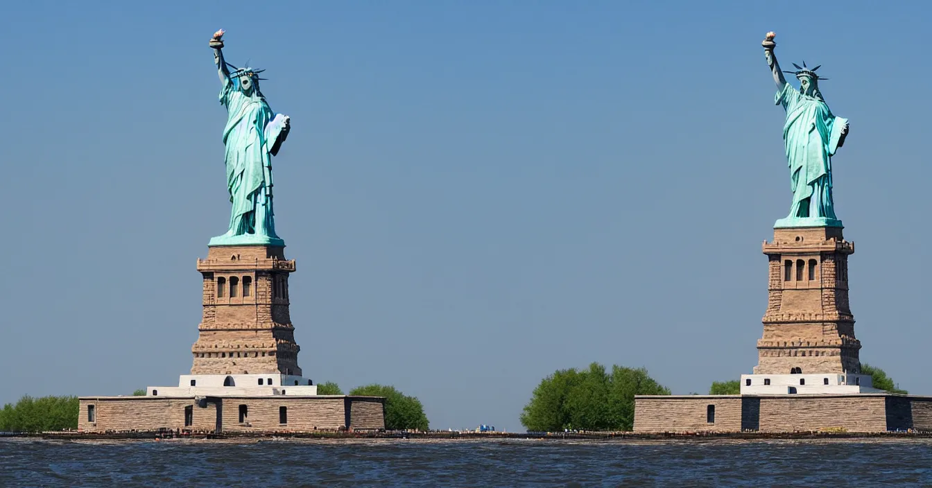 Image similar to statue of liberty jumping into water