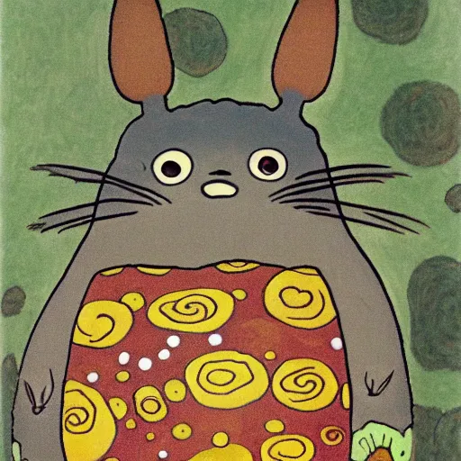 Prompt: totoro drawn by klimt