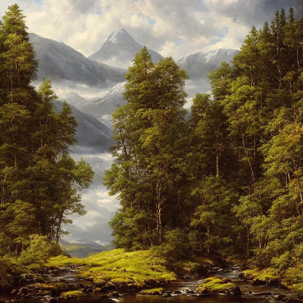 Prompt: scottish highlands, natural lighting, painting by ivan shishkin