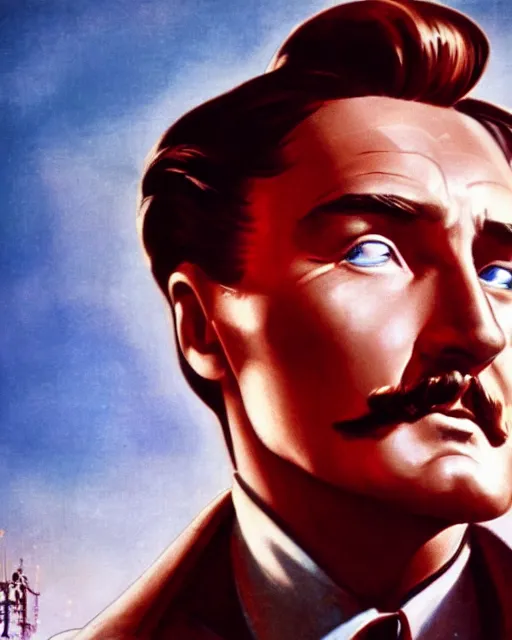 Prompt: Errol Flynn as a scientist. 1980s dystopian Soviet Russia, propaganda screens. Unreal engine, fantasy art by Bayard Wu. Faithfully depicted facial expression, perfect anatomy global illumination, radiant light, detailed and intricate environment