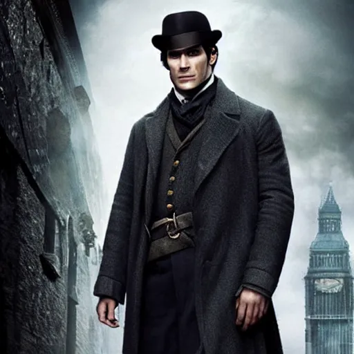 Image similar to Henry Cavill as Sherlock Holmes