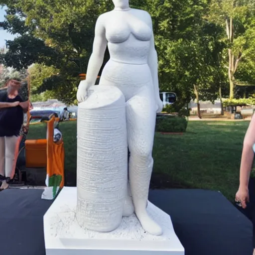 Prompt: a Jennifer Lawrence statue made of cheese
