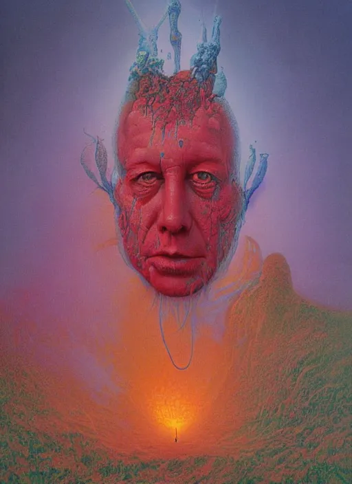 Image similar to alex jones by lisa frank and zdzislaw beksinski