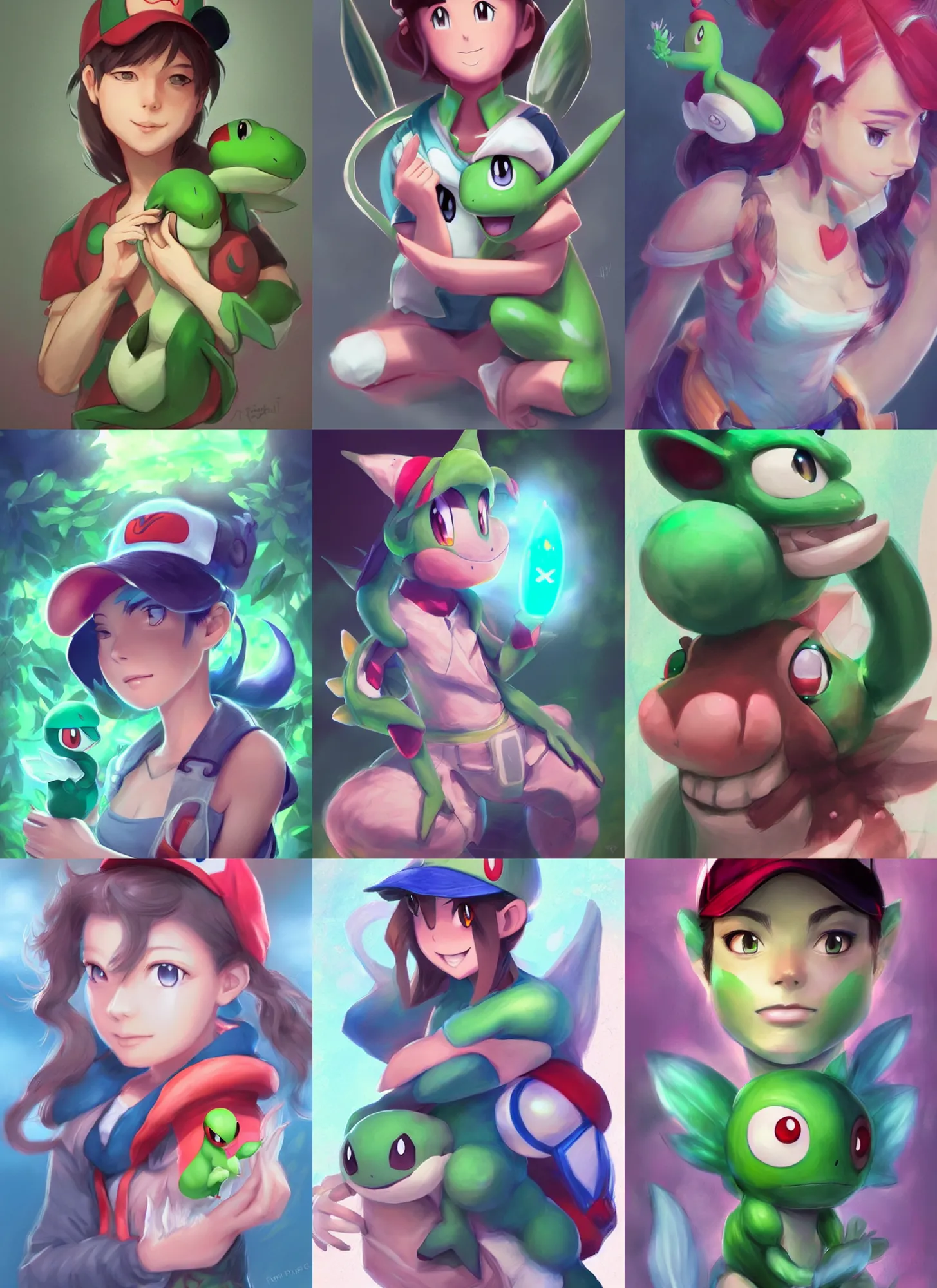 Prompt: beautiful portrait of a pokémon trainer who looks like Yoshi , character design by Ross Tran, detailed, soft lighting