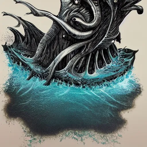 Prompt: monster in the deep dark sea, thalassophobia, realistic, highly detailed, nightmare