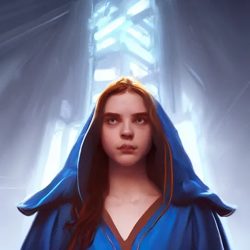 Prompt: portrait, young female high wizard in blue robes, dramatic lighting, cinematic, establishing shot, extremly high detail, photo realistic, cinematic lighting, post processed, concept art, artstation, matte painting, style by eddie mendoza, raphael lacoste, alex ross