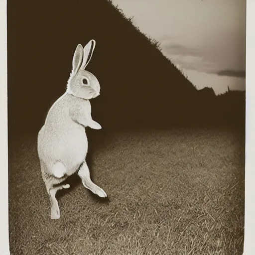 Prompt: a rabbit jumping up over a fence, film strip showing 9 stills