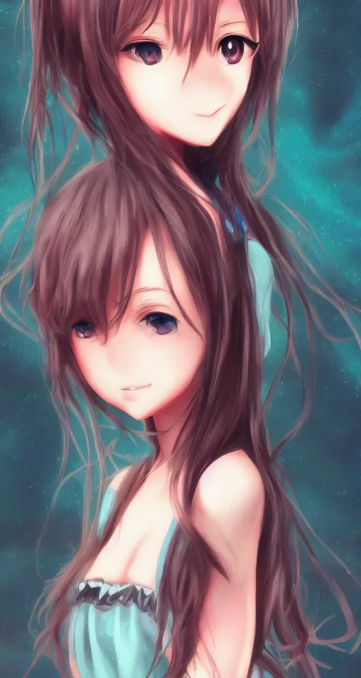 Prompt: a cute anime girl portrait, Realistic, digital art, cinematic, anime style ,