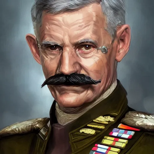 Image similar to portrait of a man by Greg Rutkowski, the grand admiral of the galactic alliance, a man in his 70s, short hair with a mustache, impeccable military composure, wearing the military uniform of the galactic alliance, Star Wars Expanded Universe, highly detailed portrait, digital painting, artstation, concept art, smooth, sharp foccus ilustration, Artstation HQ