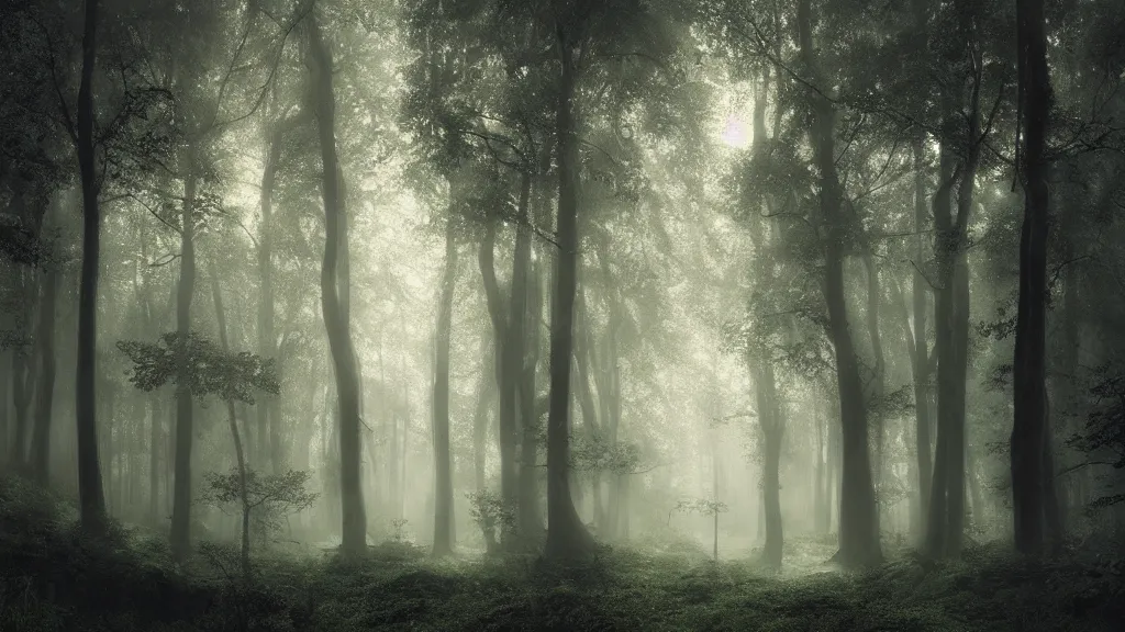 Prompt: a clearing in the magical forest. andreas achenbach, artgerm, mikko lagerstedt, zack snyder, tokujin yoshioka
