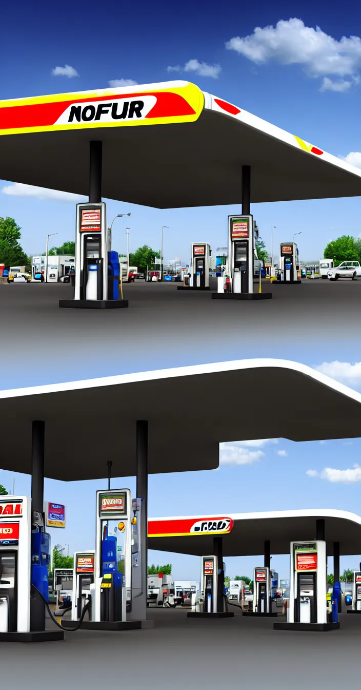 Prompt: realistic photo of no fuel at gas station in future, very sharp focus, very hyper realistic, highly detailed, fantasy art station