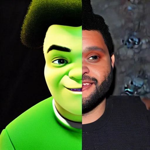 Image similar to the weeknd as shrek