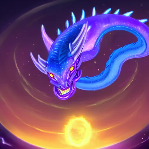 Image similar to aurelion sol dragon in the cosmos staring at the viewer, smooth digital art