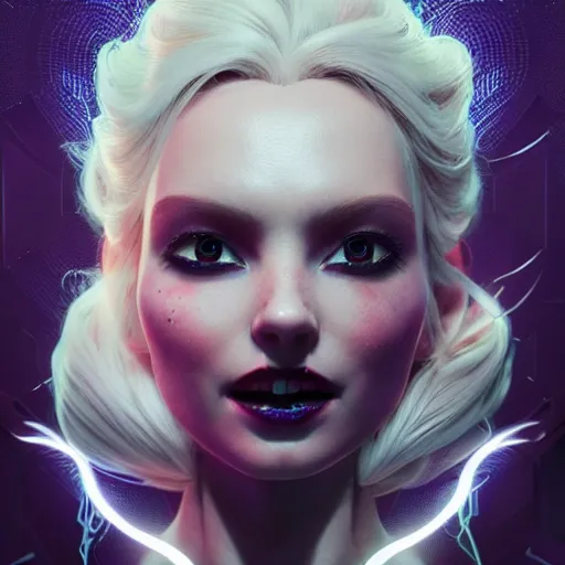 Image similar to elsa corrupted by evil demonic power, intricate artwork by Tooth Wu and wlop and beeple. octane render, trending on artstation, greg rutkowski very coherent symmetrical artwork. cinematic, hyper realism, high detail, octane render