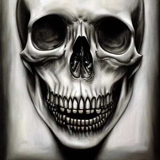 Prompt: God Skull by H.R. Giger. Portrait.