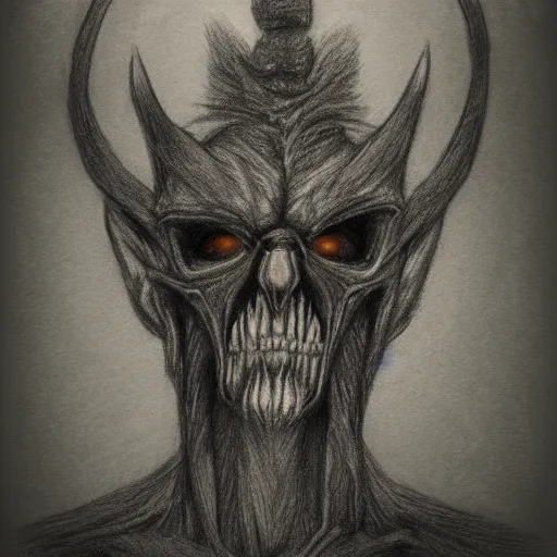 Image similar to a pencil sketch portrait of a Wendigo