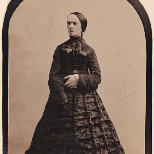 Prompt: a beautiful photographic portrait of a non - binary person in 1 8 6 2