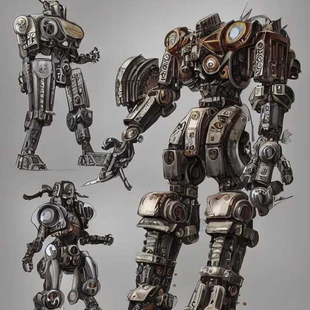 Image similar to dieselpunk warrior, symmetrical goliath mecha with details and decals. sci - fi, by mandy jurgens, ernst haeckel, james jean