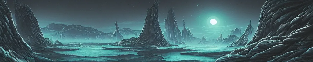 Prompt: an ultra detailed retro sci-fi alien fantasy landscape