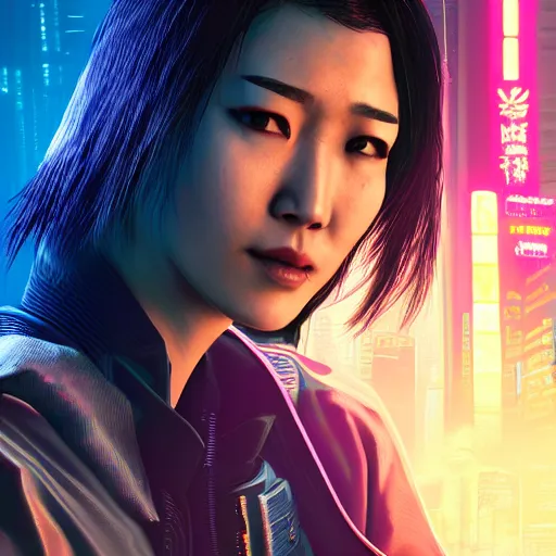 Image similar to jekie chan portrait, Cyberpunk 2077, cyberpsycho, photorealistic, ultra detailed, neon, octane, bokeh, cyber, cyberpunk city, feature, scars, cyberface, 8k