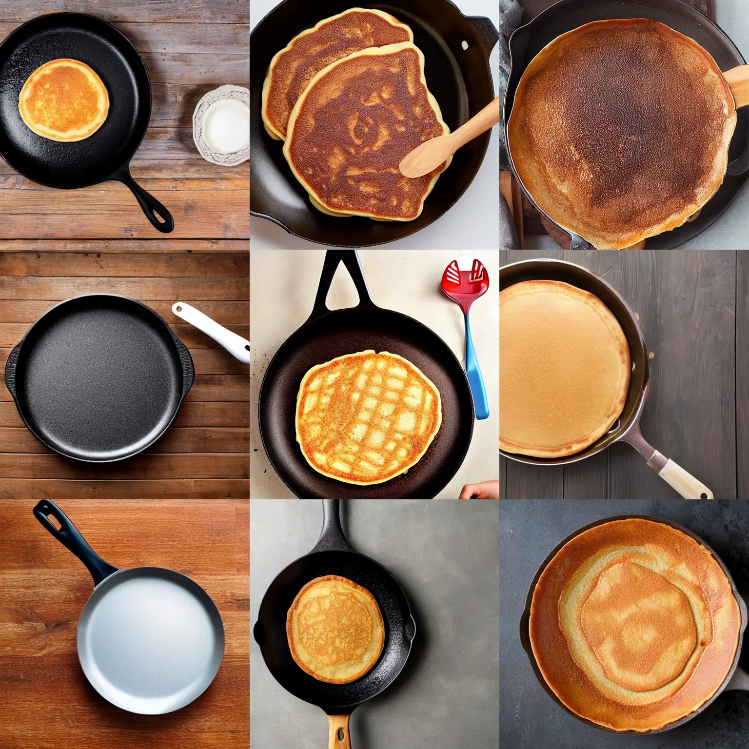 Prompt: frying pan entirely made of pancake