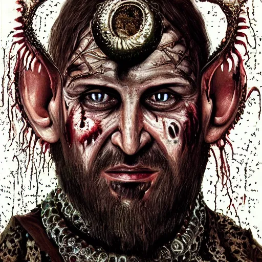 Image similar to ramzan kadyrov became bloody ugly lovecraftian degenerate abomination, photo - realistic, color image, 2 k, highly detailed, bodyhorror, occult art