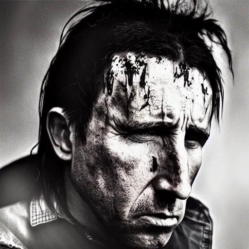 Prompt: portrait of trent reznor with long hair as a zombie by lee jeffries, award winning, sony a 7 r