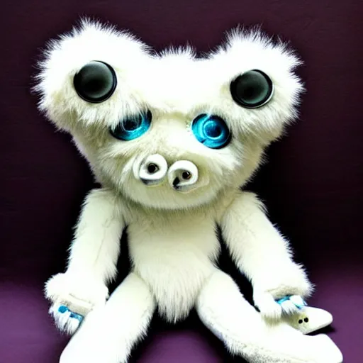 Image similar to a cute plush fluffy chthonic doll monster made to look like a baby