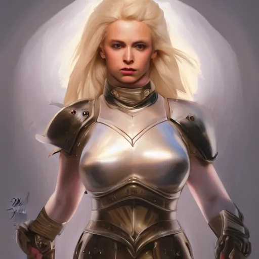 Prompt: painting of a female blonde in a knights armor tied up, full view, popular on artstation, artstationhd, artstationhq 8 k, volumetric lighting, super focused, no blur, trending on artstation, ultra detailed, by artgerm and james gurney, greg rutkowski,