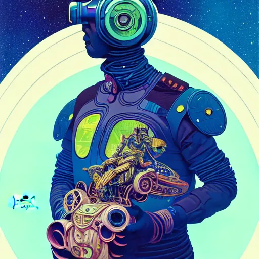 Image similar to high quality high detail portrait of a super diesel punk in an alien world, tristan eaton, victo ngai, artgerm, rhads, ross draws, hyperrealism, intricate detailed, alphonse mucha, 8 k, sci - fi, pastel colors, artstation,