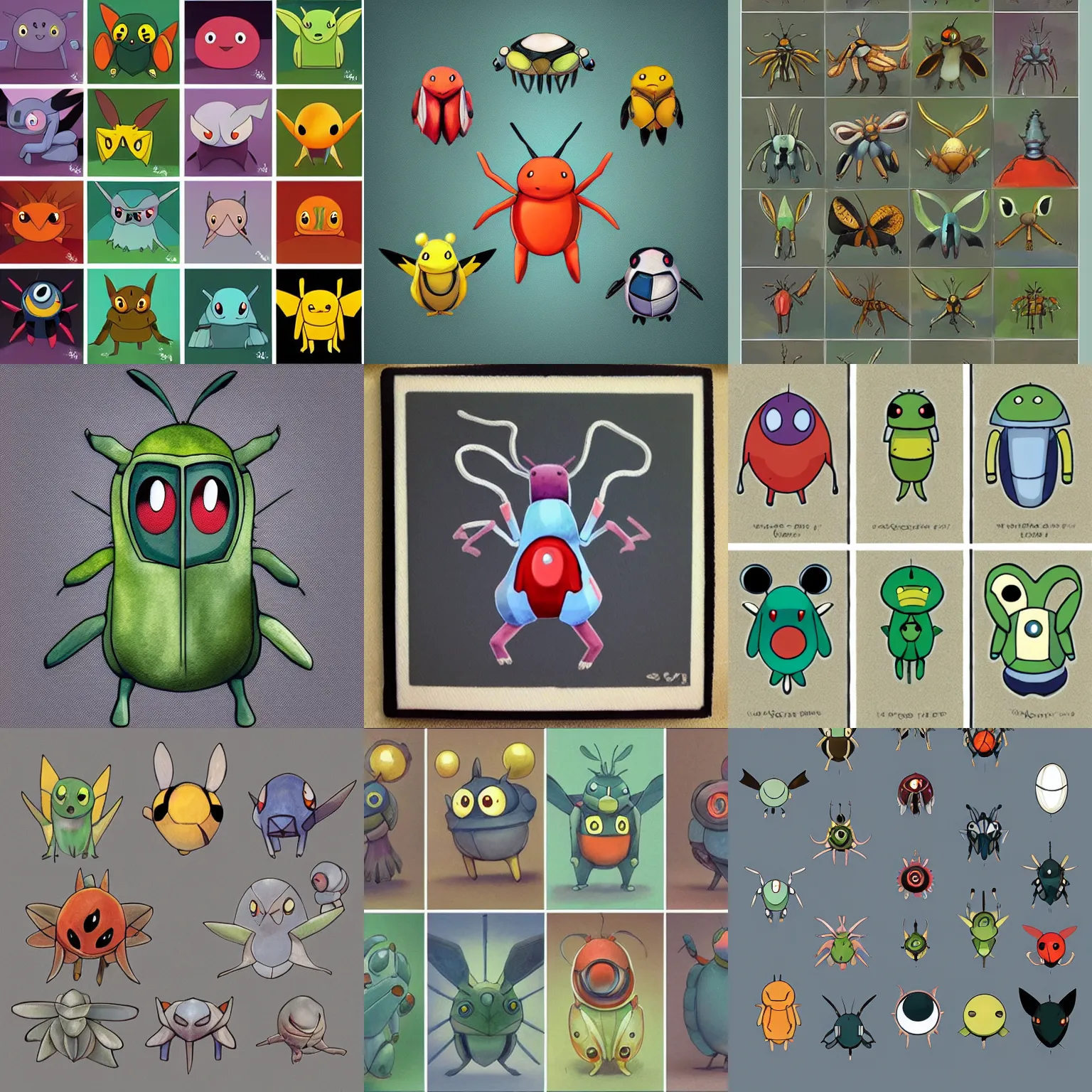 Prompt: bug type pokemon in the style of shaun tan
