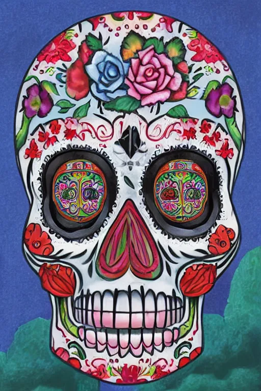 Illustration Of A Sugar Skull Day Of The Dead Girl, 