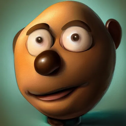 Image similar to teteaclaquestv mr potato head caricature, artgem, digital painting, color painting, hyperrealistic, concept art, oil painting, masterpiece, concept art, trending on deviantart, realistic and detailed face, highly detailed, high quality, 8 k, soft lighting, fancy colors, fantasy, cinematic, high coherence