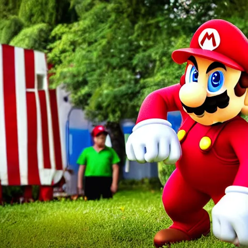 Image similar to mario in real life, photography