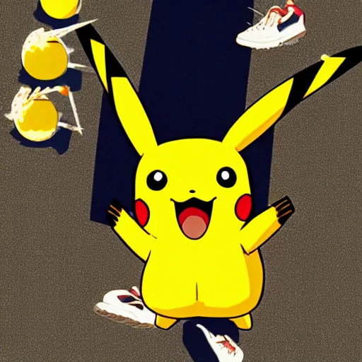 Image similar to pikachu kicking a big ball