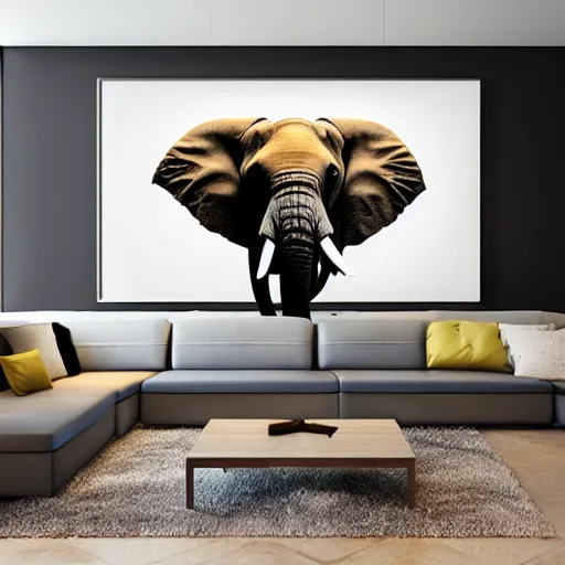 Image similar to elephant yoda patriot potus, modern art placed in a large living room, art designers magazine HD photo superrealism 3d 8k resolution