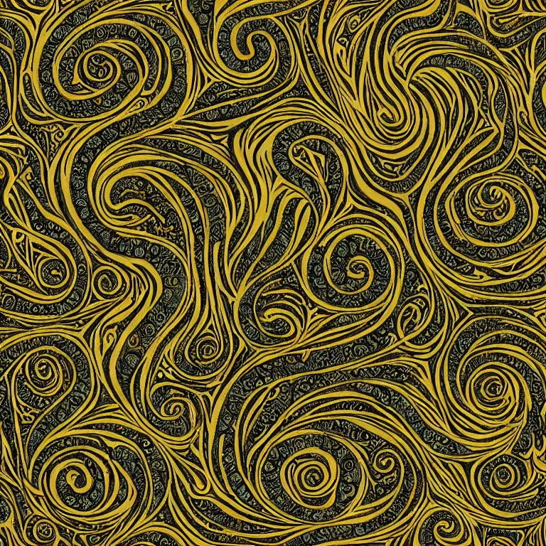 Prompt: lovecraftian seamless pattern by beksisnki, jean delville,