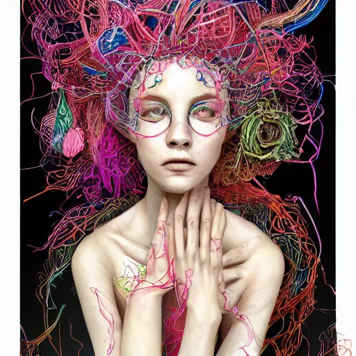 Image similar to the portrait of an unbelievably beautiful woman partially made of onions of all colors, an ultrafine detailed illustration by james jean, final fantasy, intricate linework, bright colors, behance contest winner, vanitas, angular, altermodern, unreal engine 5 highly rendered, global illumination, radiant light, detailed and intricate environment