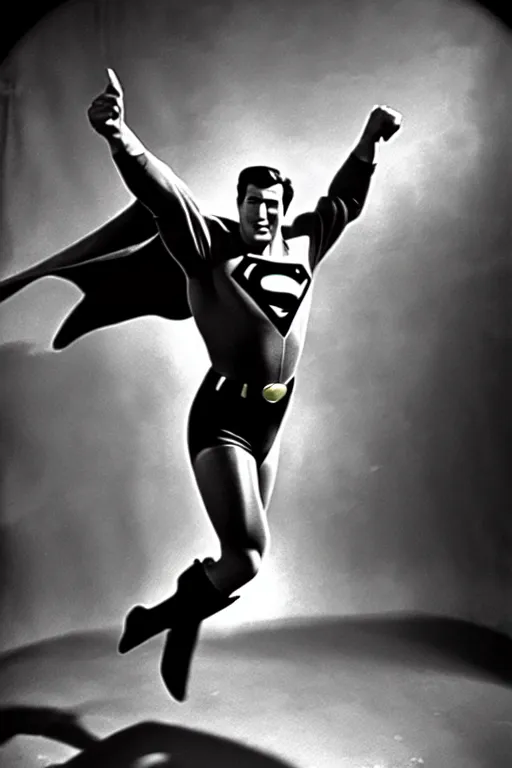 Image similar to rock hudson playing superman in, superhero, dynamic, 3 5 mm lens, heroic, studio lighting