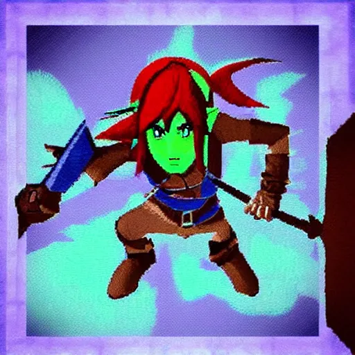 Image similar to “ a still link fighting the boss of the existential dungeon in ocarina of time ”