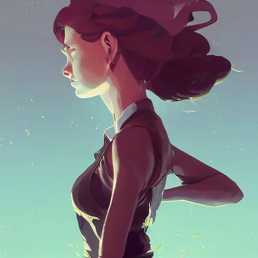 Image similar to overwhelmed with thoughts behance hd artstation by jesper ejsing, by rhads, makoto shinkai and lois van baarle, ilya kuvshinov, ossdraws, that looks like it is from borderlands and by feng zhu and loish and laurie greasley, victo ngai, andreas rocha