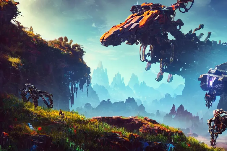 Image similar to tideripper machine mecanical creature robot of horizon forbidden west horizon zero dawn bioluminiscence global illumination ray tracing hdr fanart arstation by ian pesty and alena aenami artworks in 4 k