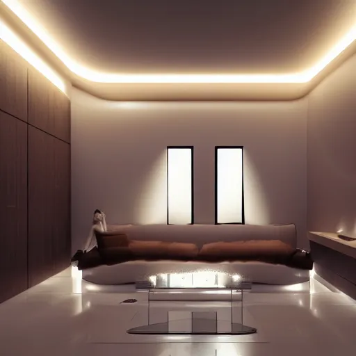 Prompt: futuristic interior design architecture light, archviz