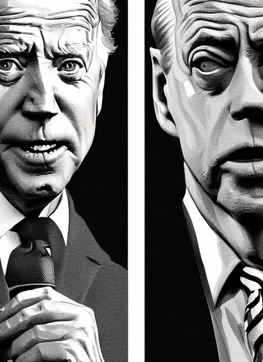 Image similar to biden, steve buscemi portrays united states president joe biden, minimalist movie poster, theatrical poster, fan art, digital art, trending on artstation